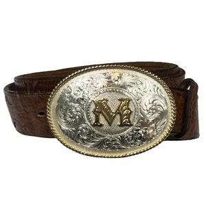 Vintage MONTANA SILVERSMITHS Belt Buckle "M" Western Silver Played Rodeo Cowboy